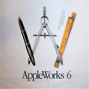 AppleWorks 6 promo tee shirt UNWORN Macintosh Mac Apple Computers OS 9 X vintage